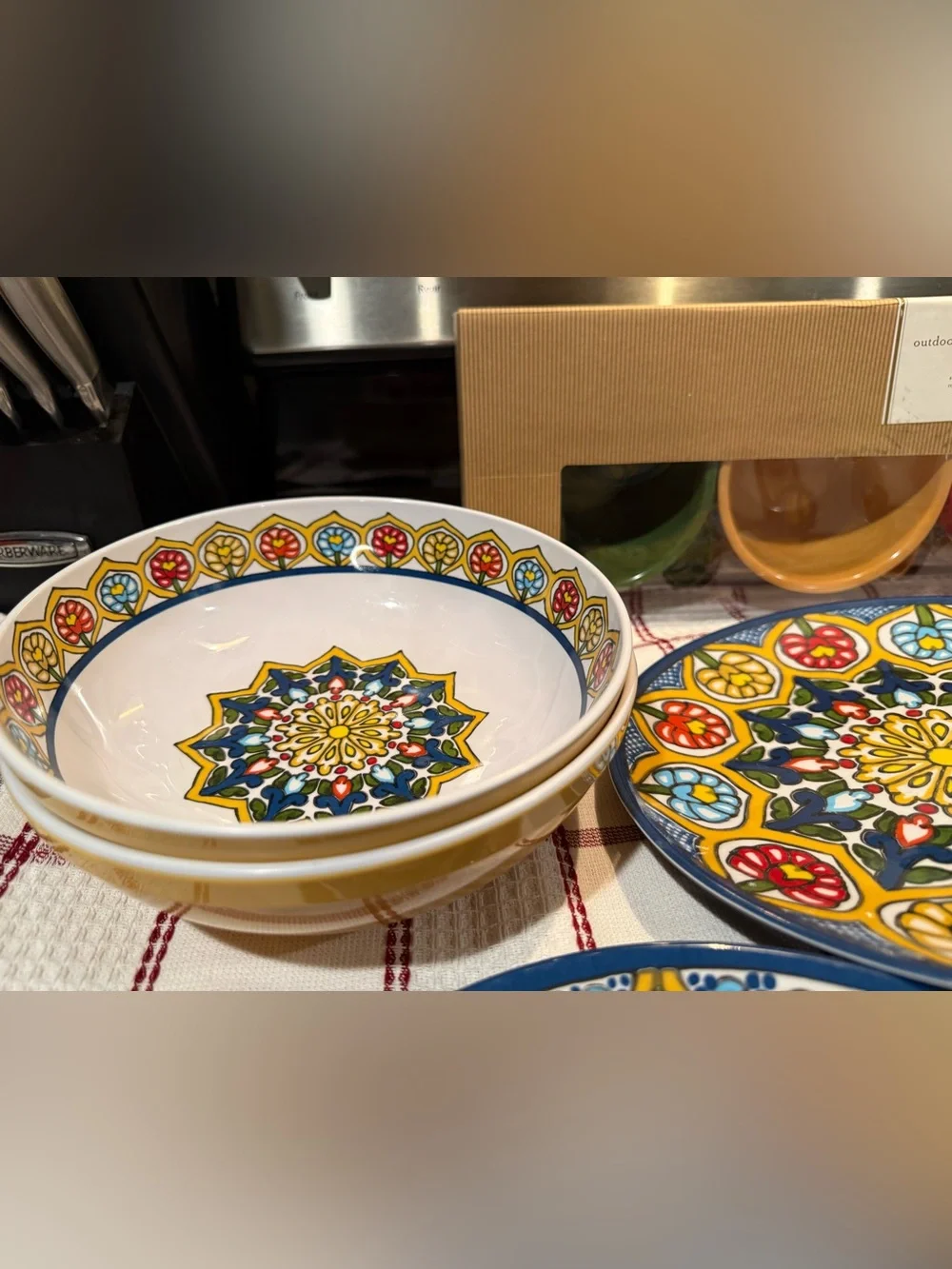 New Rare Pottery Barn Talavera Melamine Dining/Serving Set